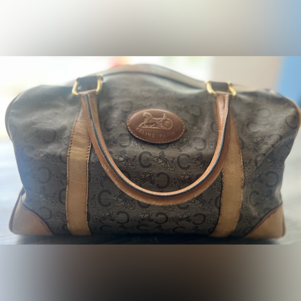 Celine Brown and Tan Duffel Bag